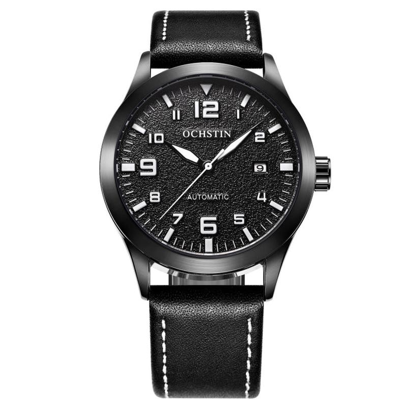 Ochstin 62028 Fashion Fully Automatic Mechanical Watch Waterproof Men Leisure Mechanical Watch Calendar Leather Watch