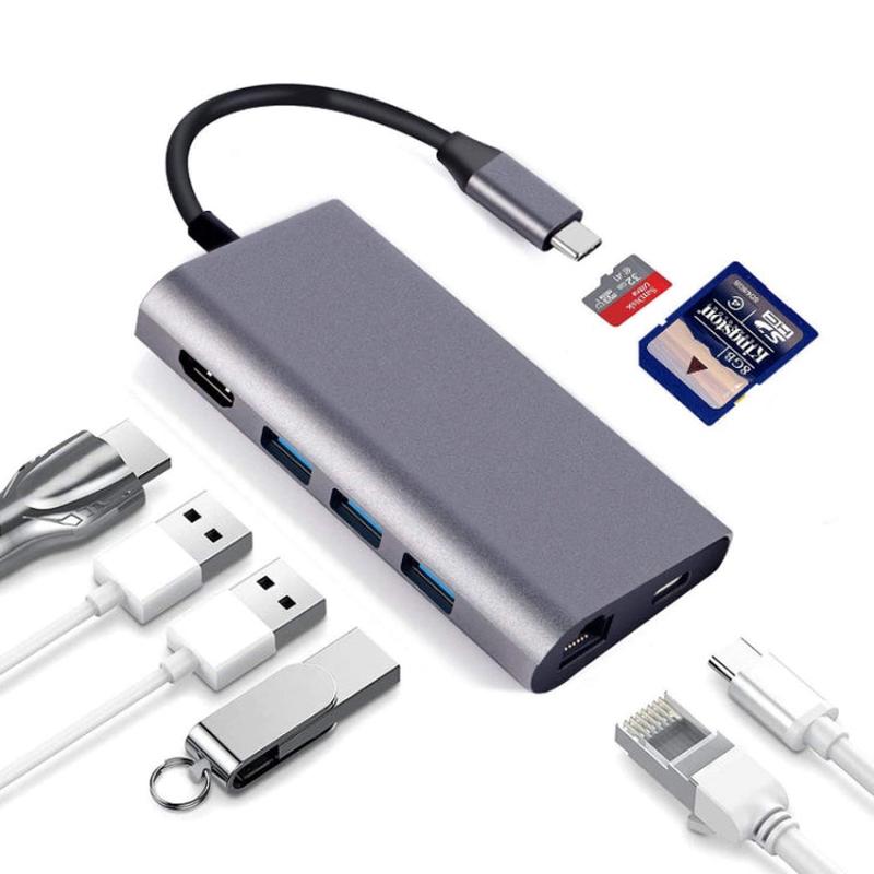 8 in 1 Type-c to HDMI+RJ45 Network Port+3USB3.0+PD Docking Station