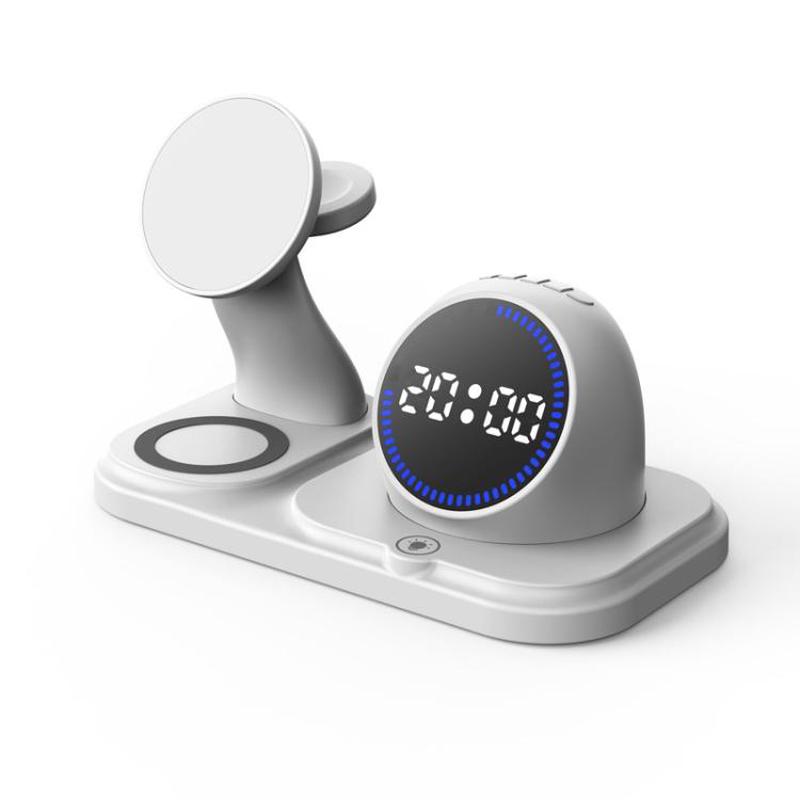 6 in 1 Desktop Magnetic Wireless Charging Clock Countdown RGB Bluetooth Speaker