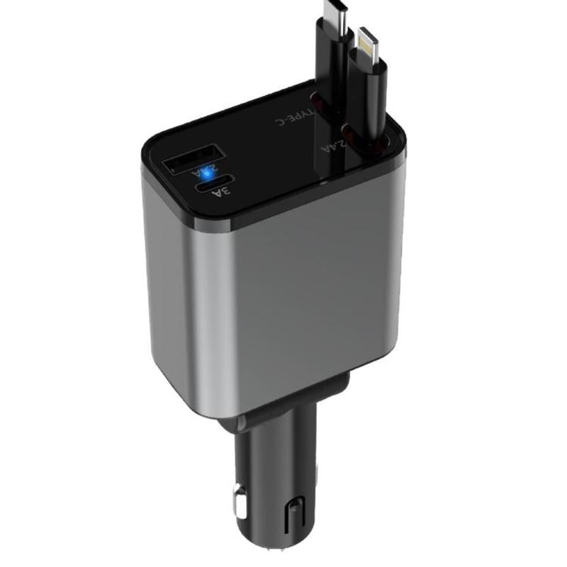 PD30W Car Charger With Retractable Cable