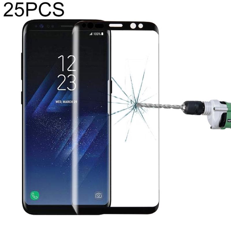 25 PCS For Galaxy S8 Plus / G955 0.26mm 9H Surface Hardness 3D Curved Silk-screen Fully Adhesive Fully Adhesive Full Screen Tempered Glass Screen Protector
