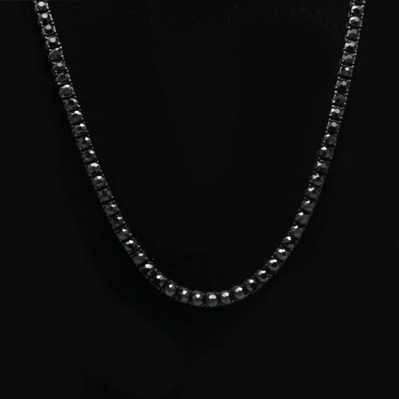 Mens Hip Hop Punk 1 Row Crystal Inlaid Alloy Necklace Chain, Size: 20 inch