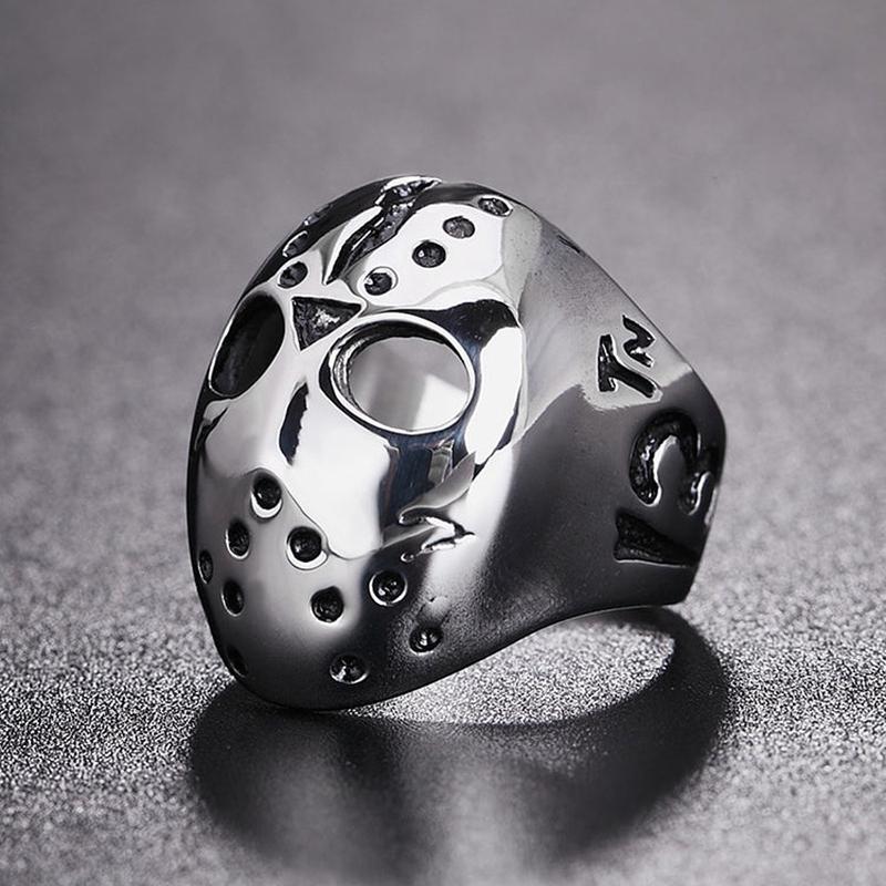 Europe and America Style Punk Gothic Rock Mask Skull Men Titanium Steel Ring, US Size: 11, Diameter: 20.7mm, Perimeter: 65mm