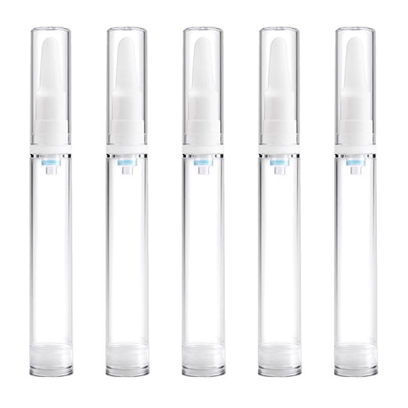 5 PCS Clear Empty Travel Portable Refillable Plastic Pump Bottle Containers, 15ml