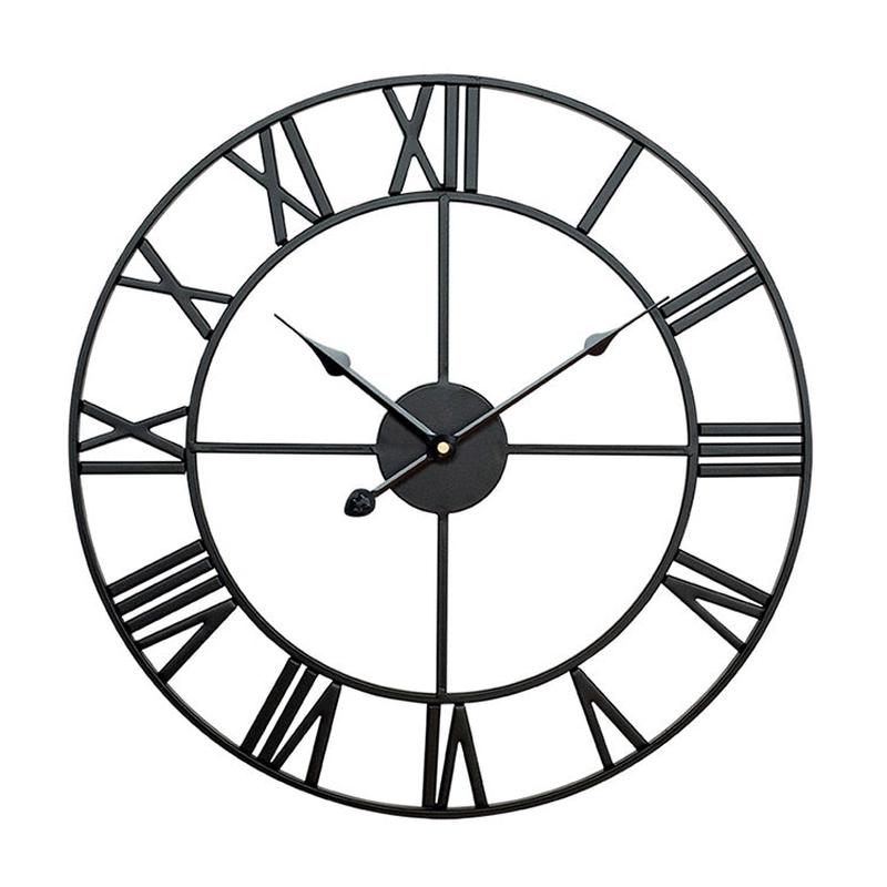 40cm Retro Living Room Iron Round Roman Numeral Mute Decorative Wall Clock