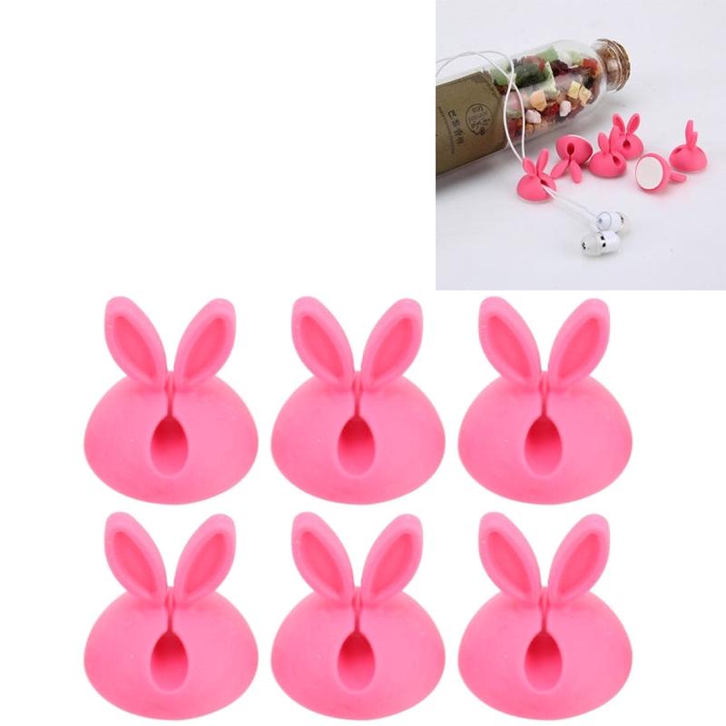 6 PCS CC-941 Rabbit Shape Single Hole Cable Clips Holder, Cable Management System and Cord Organizer Solution