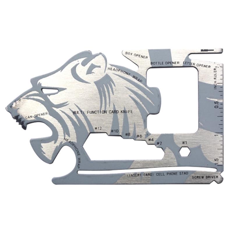 18 in 1 Multi-functional Stainless Steel Outdoor Camping EDC Steller Card Knife Screwdriver Headphone Wrap Fruit Peeler Phone Kickstand Inch and Centimeter Ruler Opener