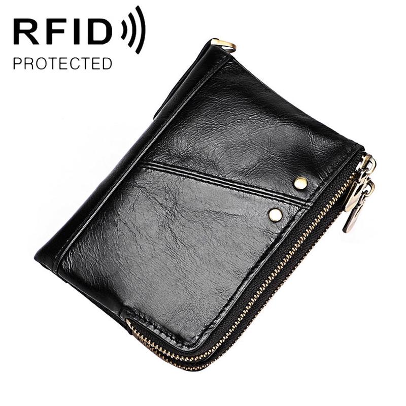 3533 Antimagnetic RFID Top-grain Leather Crazy Horse Texture Men Business Leisure Wallet
