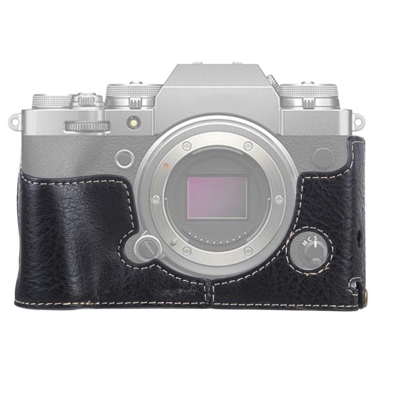 1/4 inch Thread Litchi Texture PU Leather Camera Half Case Base for FUJIFILM X-T4