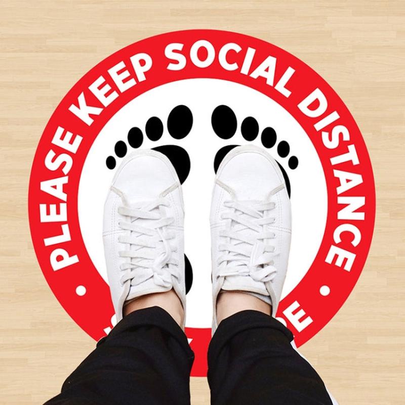 Self-adhesive Waterproof PVC Epidemic Prevention Social Distance Floor Stickers, Length24cm