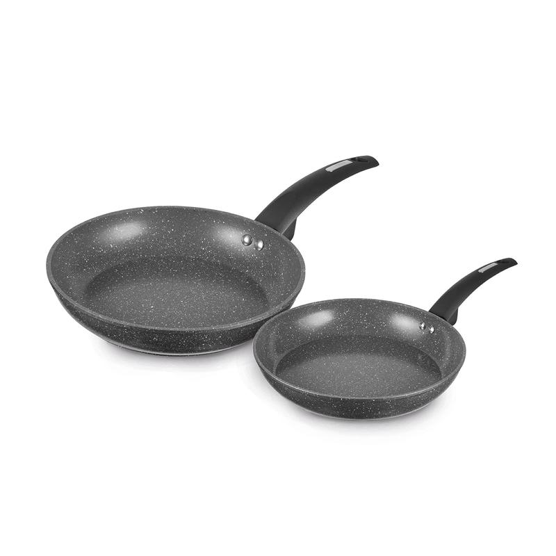 Tower Cerastone T81276 Forged 5 Piece Pan Set with Non-Stick Coating and Soft Touch Handles, 18/20/22 cm Saucepans and 20/28 cm Frying Pans, Graphite