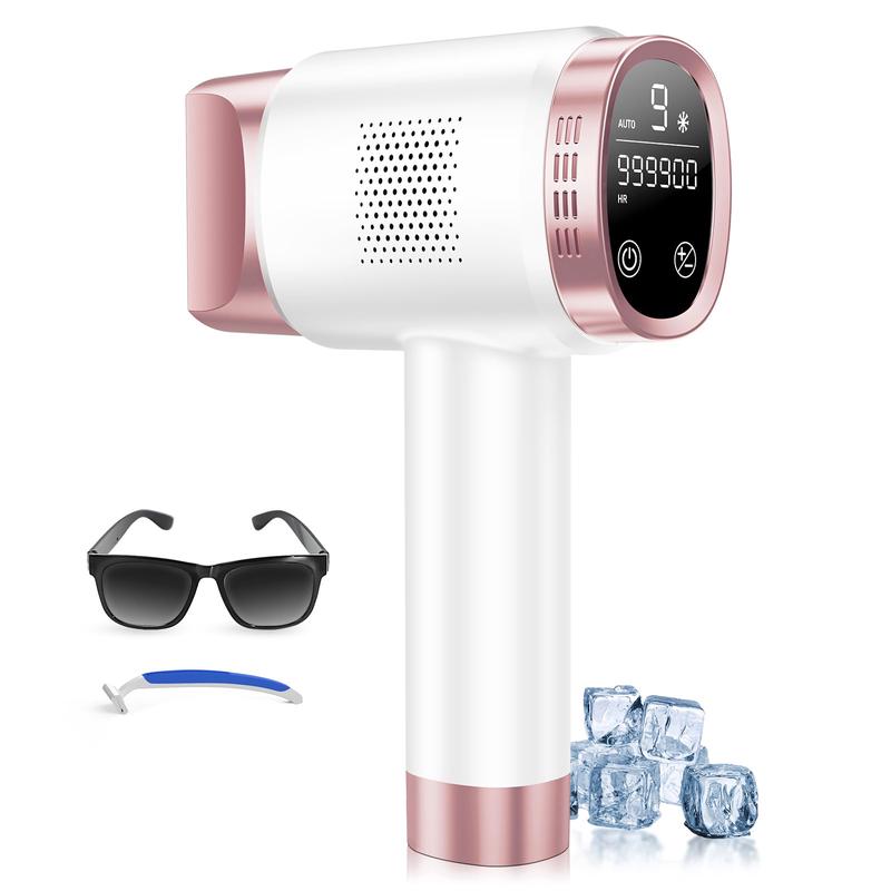 IPL Laser Hair Removal Device for Women Men, Painless Ice-Cooling Hair Remover Machine, 3 Functions, 9 Levels, at-Home Salon & Long Lasting Results for Face Bikini Line Armpits Leg Body, Rose