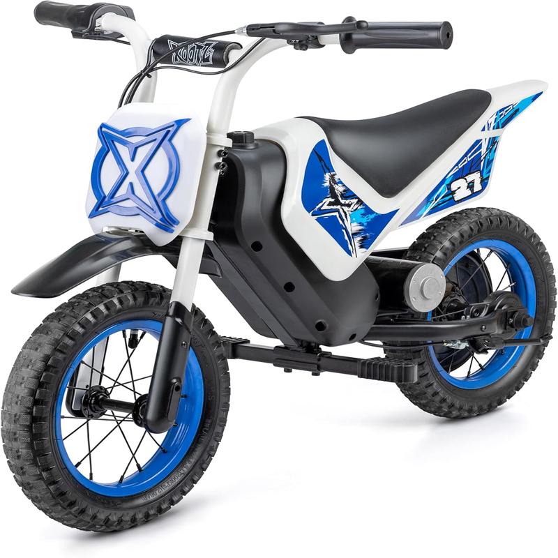 Xootz Cobolt Kids Electric Motorbike, 150W Motor 8/16 km/h Speed Modes, 14.4V Lithium Battery, Handbrake, Padded Seat and Mudguard, Motorcycle Gift For Kids Age 6+