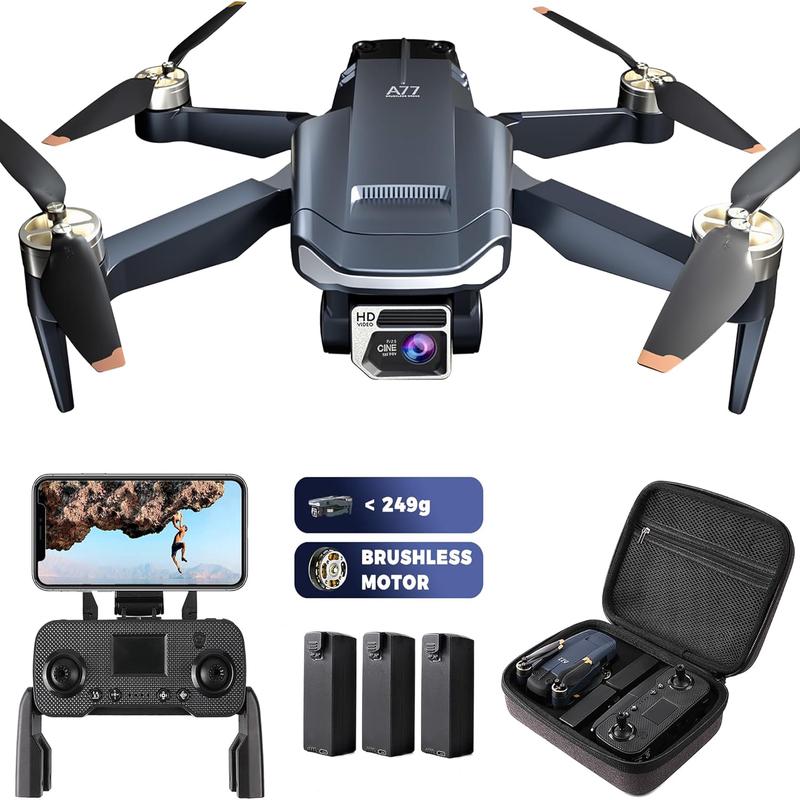 2650 ft Control Range Super Enduring Brushless Motor Drone with 84 Mins Super Long Flight Time, Drone with 4K HD Camera for Beginners, CHUBORY A77 WiFi Quadcopter, Follow Me, Auto Hover, 3 Batteries