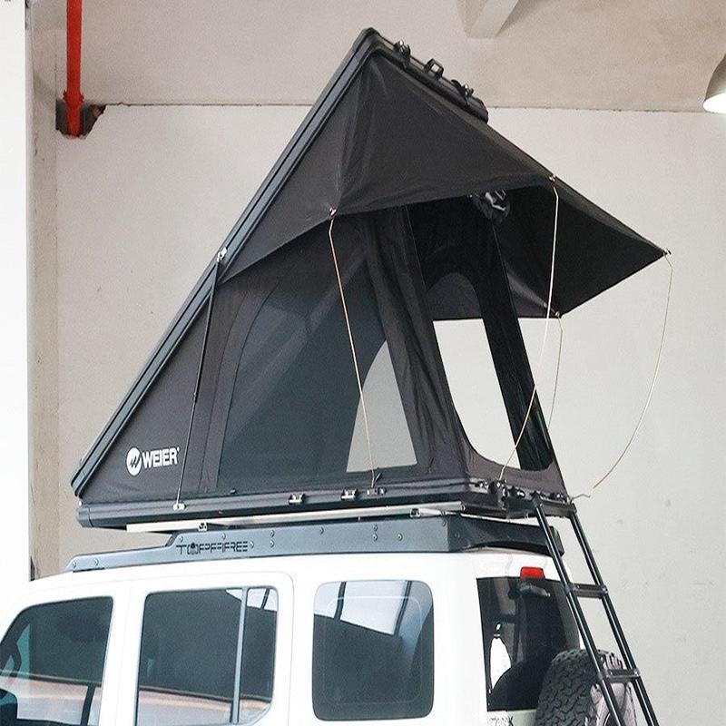 WEIER WERT-001S Vehicle Hard shell Triangle Roof Top Tent 2P Mattress Ladder LED