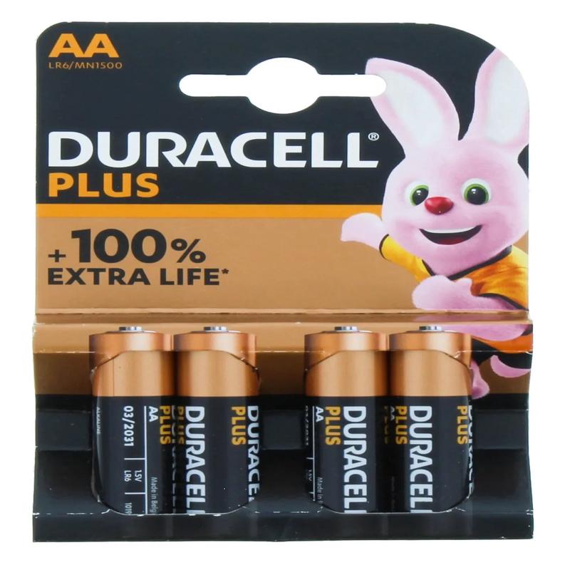 Duracell Plus Alkaline AA Batteries - Pack of 4