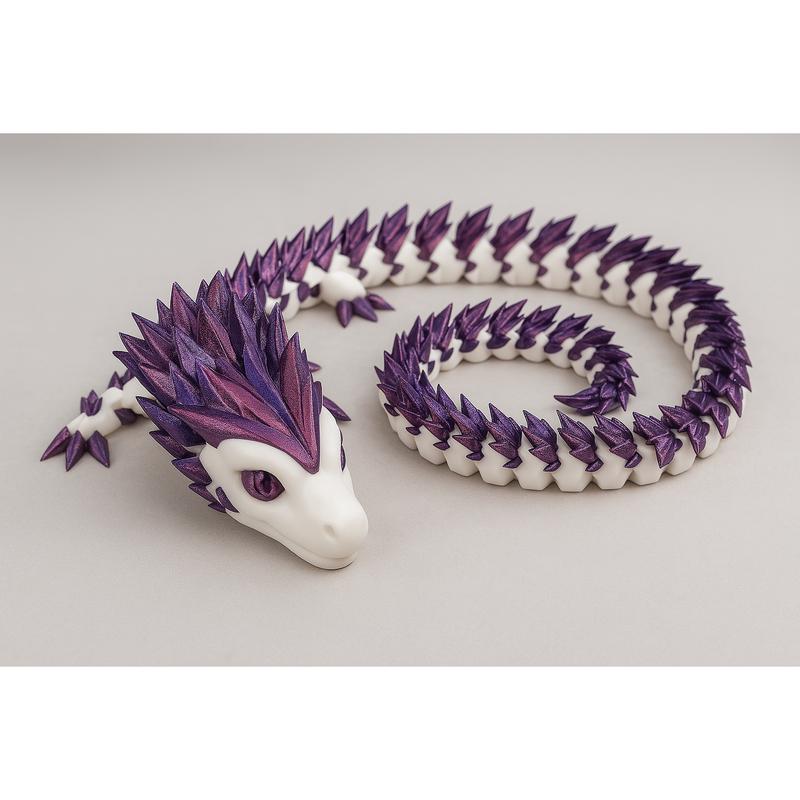 60cm Articulated Dragon White & Tri-Color Crystal Edition