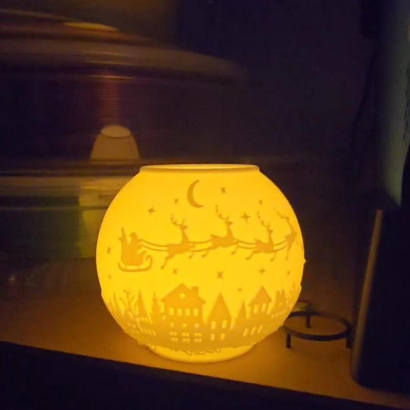 Hollow Christmas Tea Light Holder LED-Only Festive Glow