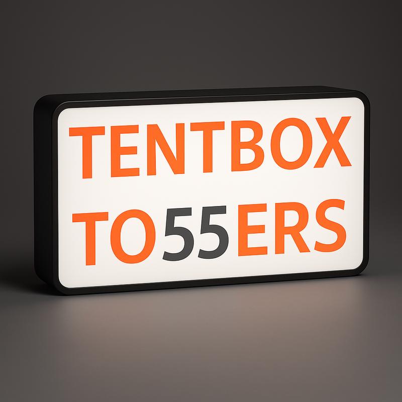 TentBox Tosser Light Box LED Camping Sign Funny Glamping Gift No Batteries Included