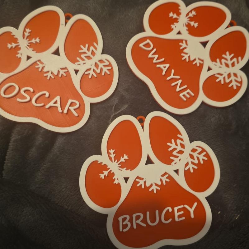 Personalized Pet Paw Bauble Custom Christmas Ornament