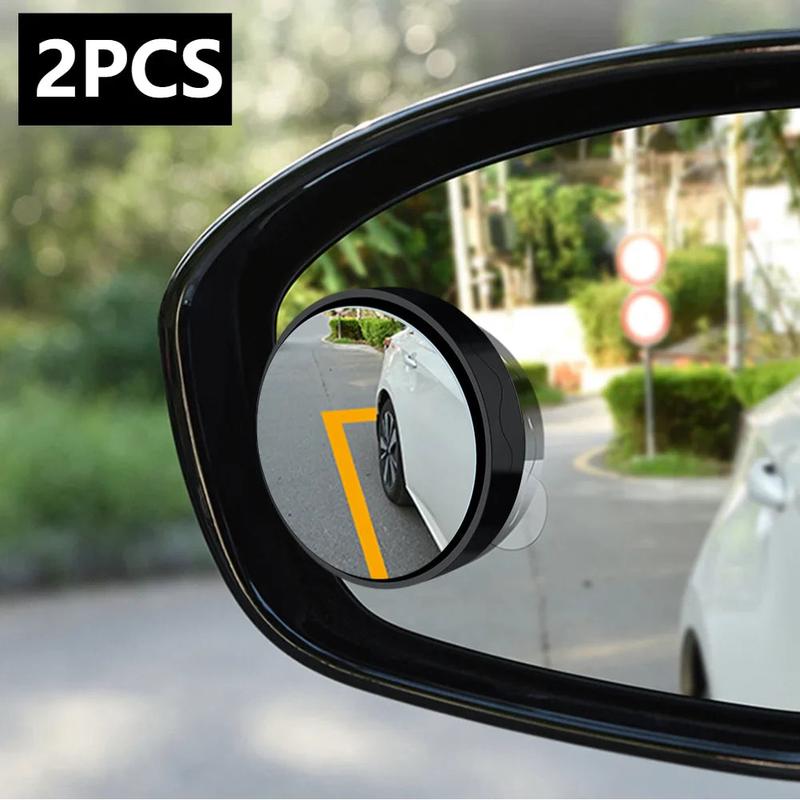 2PCS Car Blind Spot Rear View Mirror Round Frame Wide Angle Mirrors with 360 Rotation