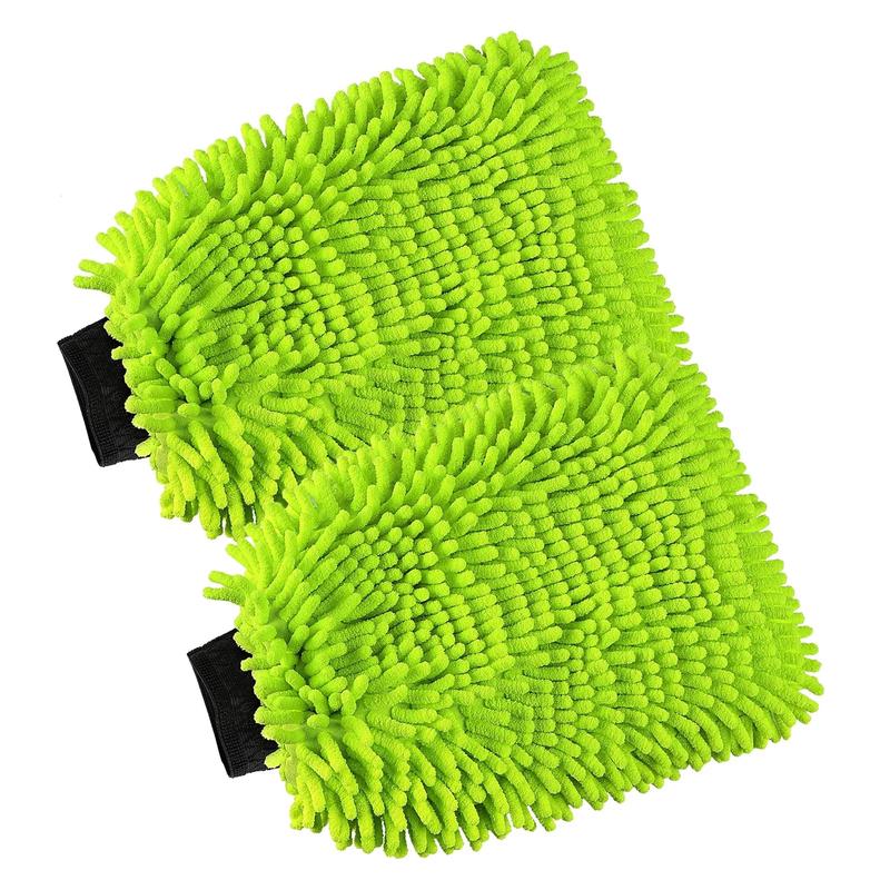 Car Wash Mitt, Microfiber Towels For Cars and Absorbent for Car,Truck, SUV, Motorcycle, Green (2 Pack)