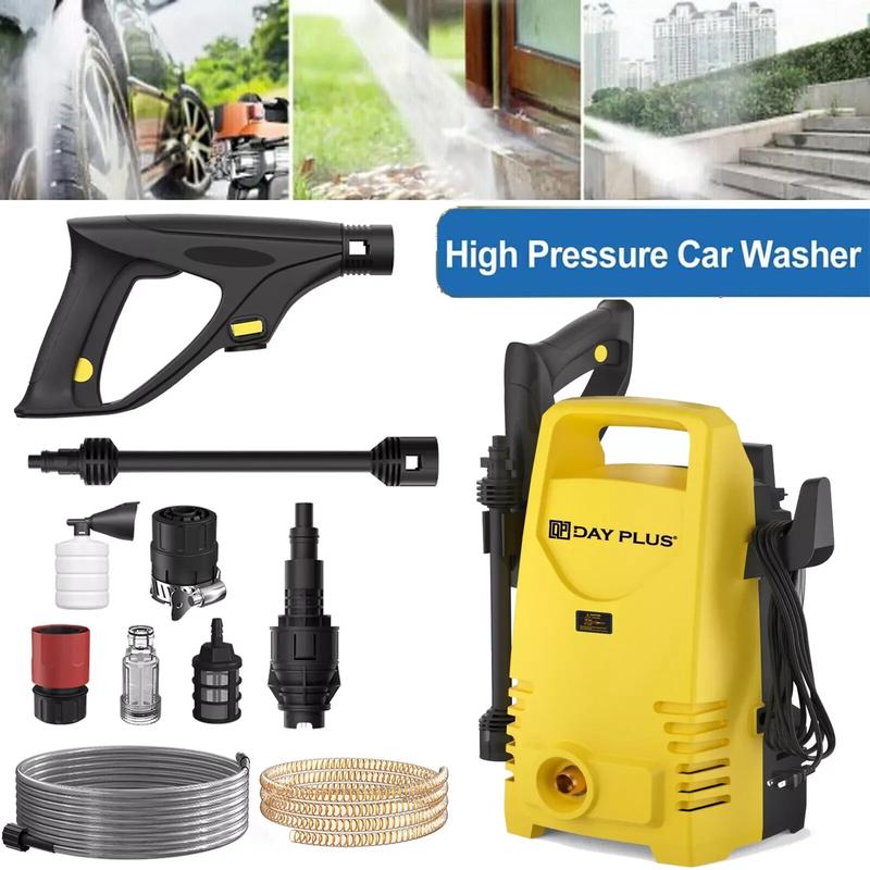 Electric High Pressure Washer 1600W, 120bar, 380L/h Adjustable Lance, 7m Flexible Hose, for Terraces, Gardens, Cars