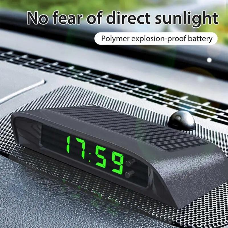 Portable Solar Car Digital LCD Clock & Temperature Display Auto Dashboard Clocks with Backlight