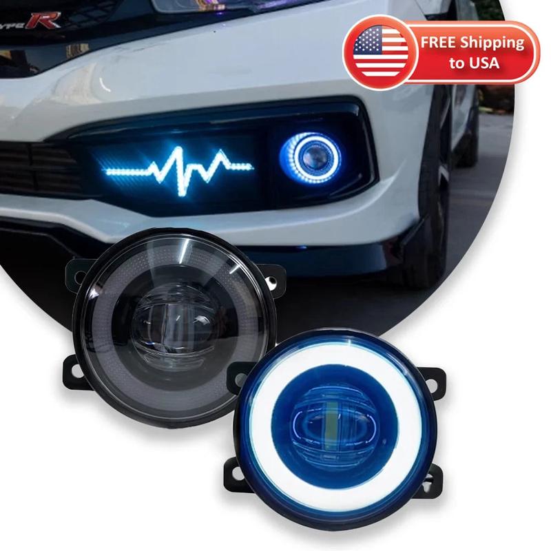 Car Parts Angel Eye Fog Lights Dynamic Daytime Running Lights with LED Bulb