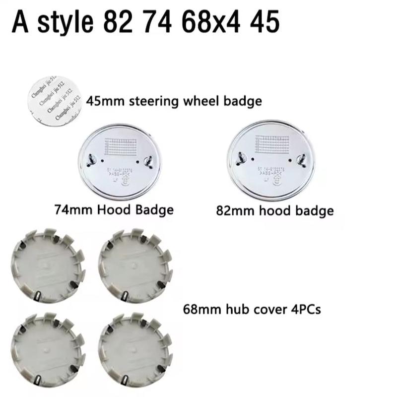 BMW Emblem Badge 7pcs Set: Front + Rear + Centre Caps + Decal