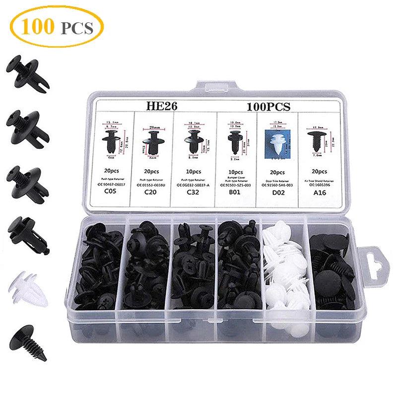 100Pcs Car Plastic Clips Fastener Screws Body Push Retainer Pin Rivet Bumper Panel Interior Decoration Mixed Auto Accessories