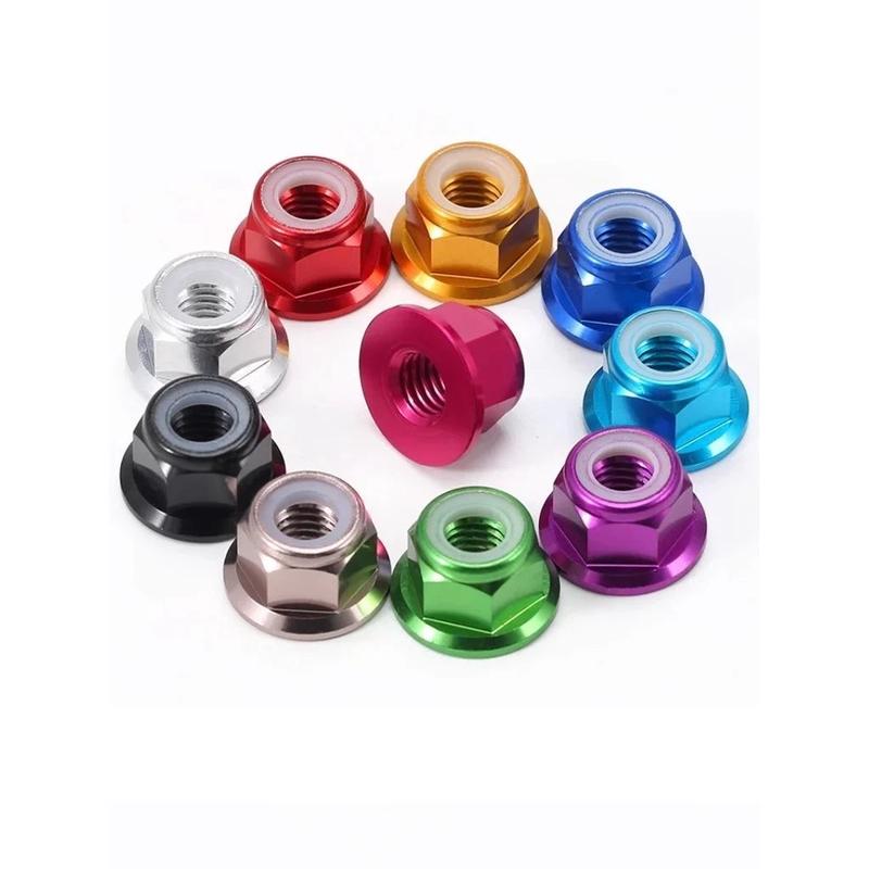 10pc M2 Nylon Locking with Flange CW Nuts pack 6061 Aluminium