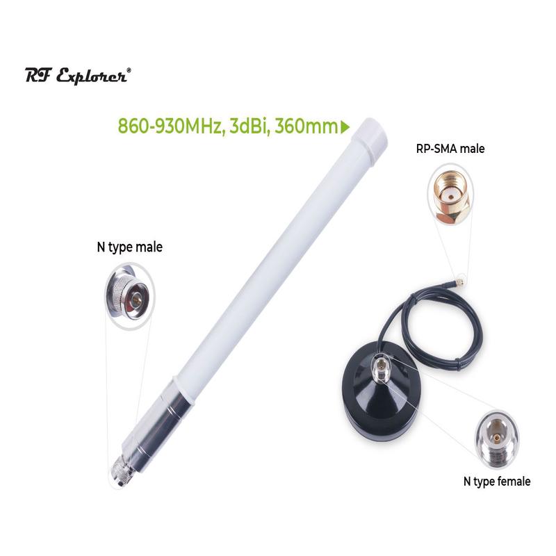 LoRa 3dBi Fiberglass Antenna Kit with base (860-930MHz 360mm) RFELA-1/389