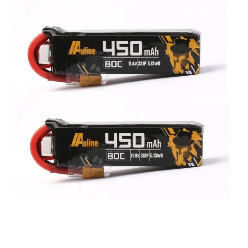 AuLine 450mAh 3S 11.4V HV 80C XT30 Lipo Battery (2x Pack) for Toothpick and CineWhoop