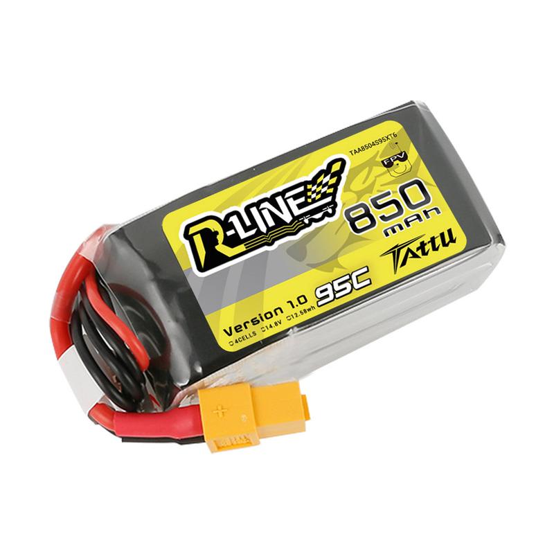 Tattu 850mAh 4s 75C 14.8V XT60 R-Line Lipo Battery Pack