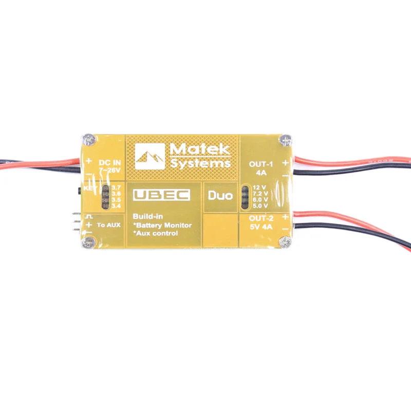 Matek UBEC DUO Dual 4A/5~12V & 4A/5V Outputs with Aux Control