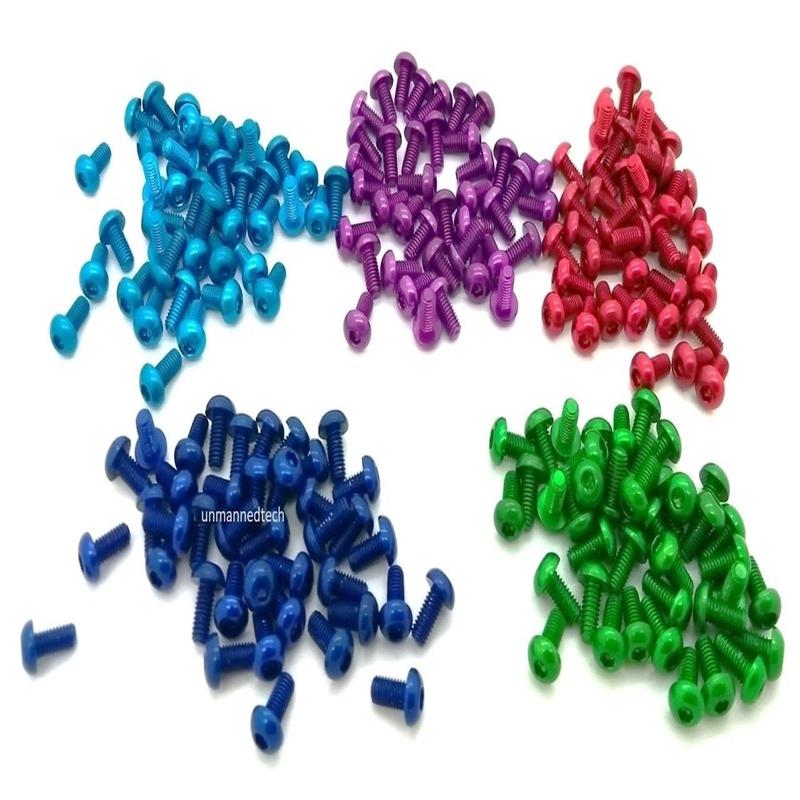 DroneBuildr Coloured 6061 Aluminium M3 Button Head Screw Pack (10pcs)