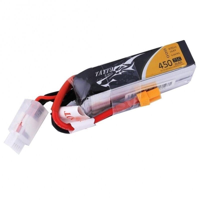 TATTU 450mAh 14.8V 75C 4S1P Lipo Battery Pack-Long Size for H Frame