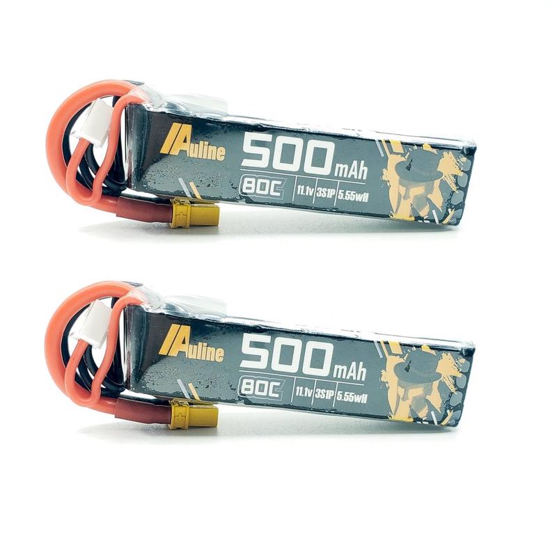 2pc AuLine 500mAh 3S 11.1V 80C XT30 Lipo Battery for Toothpick