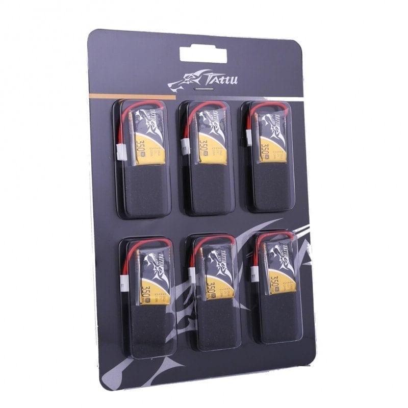 Tattu 350mAh 3.7V 30C 1S1P Lipo Battery Pack with Molex Plug (Pack of 6)