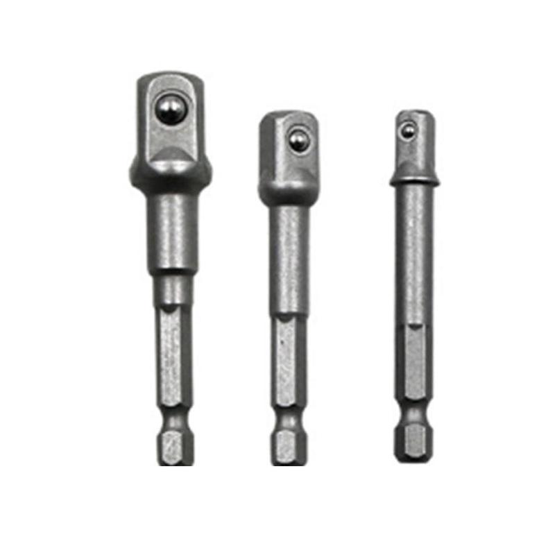 3 PCS/Set Socket Bit Extension Bar Hex Shank Adapter Drill Nut Driver Power Drill Bit(1/4, 3/8, 1/2 inch), Length:65-73mm