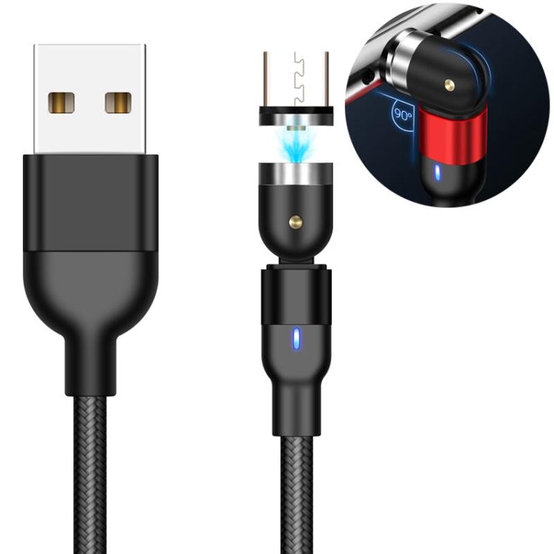 2m 2A Output USB to Micro USB Nylon Braided Rotate Magnetic Charging Cable