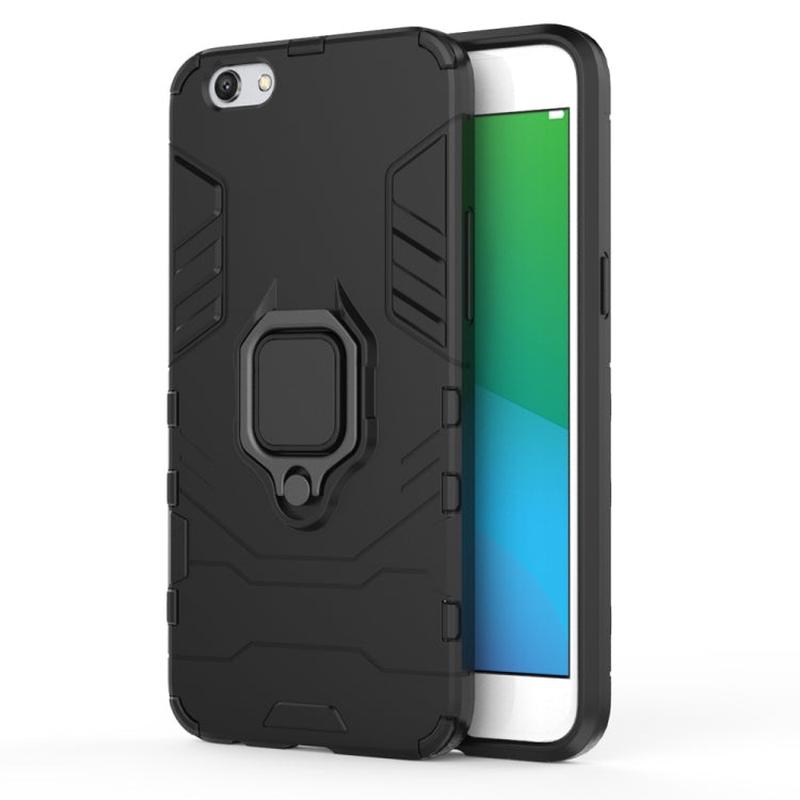 PC + TPU Shockproof Protective Case for OPPO R9s, with Magnetic Ring Holder