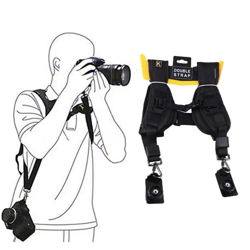 Safe & Fast Quick Double Shoulder Belt Strap for 2 Cameras DSLR (QS-B 1/4