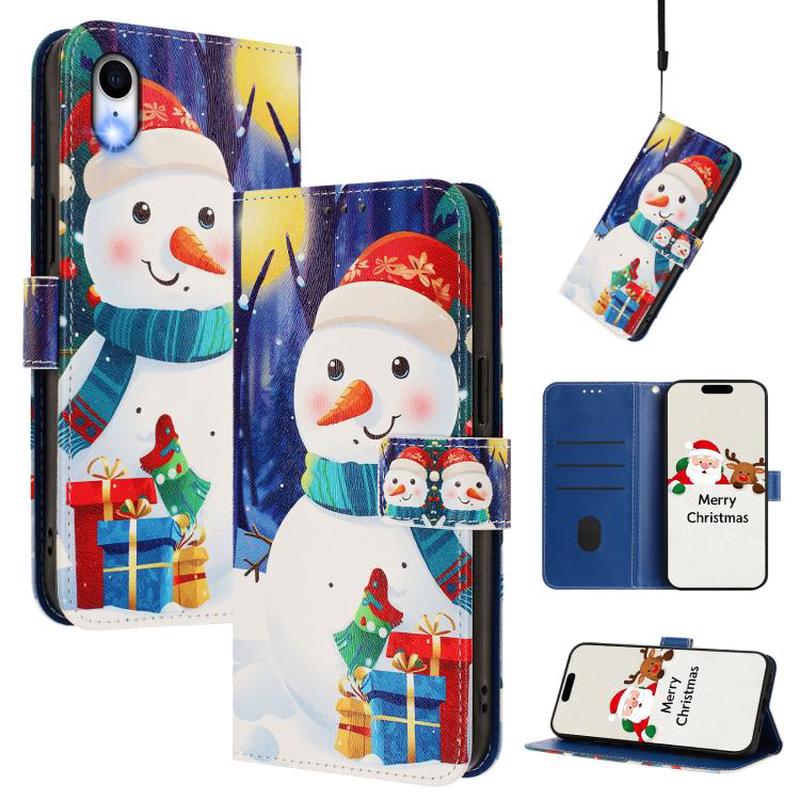 Christmas Series Buckle Leather Phone Case with Hand Strap