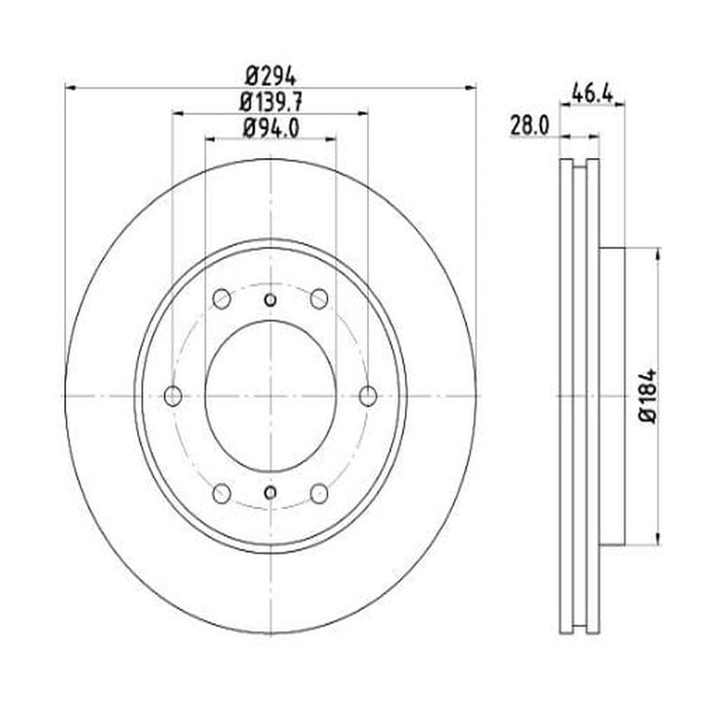 Front brake disc Mitsubishi Pajero Sport 2.5D 4D56 HP 2013 on BR12328