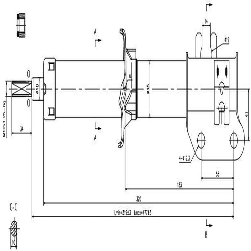 Front Left Shock Absorber Chery QQ3 S11 SQR372 2008 to 2018 9250034