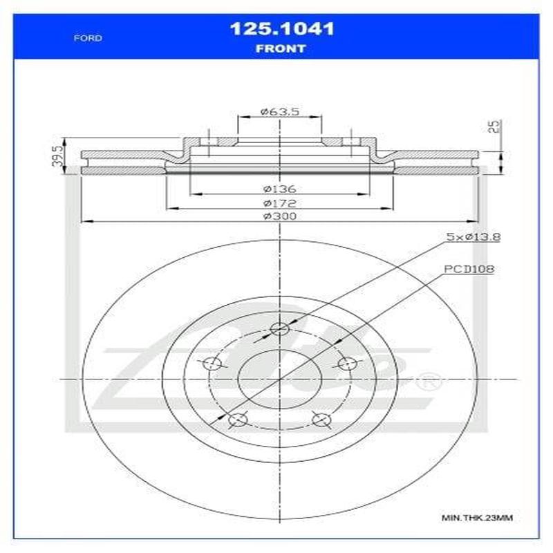 Brake Disc Front Ford Ecosport 1.0 Ecoboost,1.5Tdci Single (Ate 125-1041)