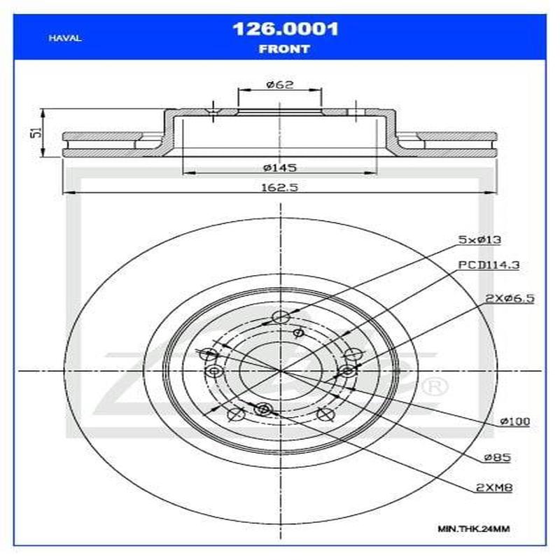 Brake Disc Front Haval H2 1.5 Gw4G15B Single (Ate 126-0001)