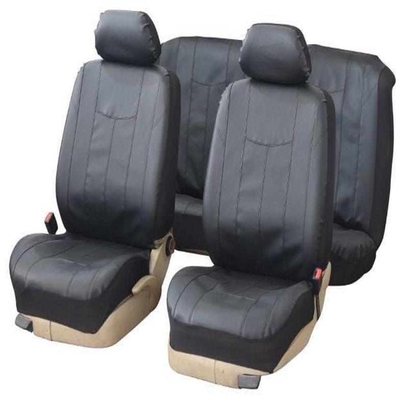 Faux Leather Car Seat Cover Set 6-Piece Black (SA350)